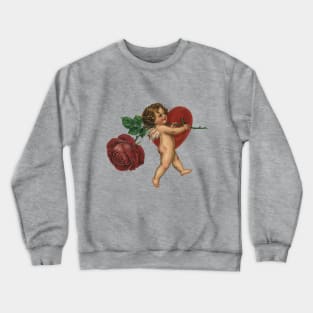 Vintage Valentine's Day Cupid with Rose and Heart Crewneck Sweatshirt